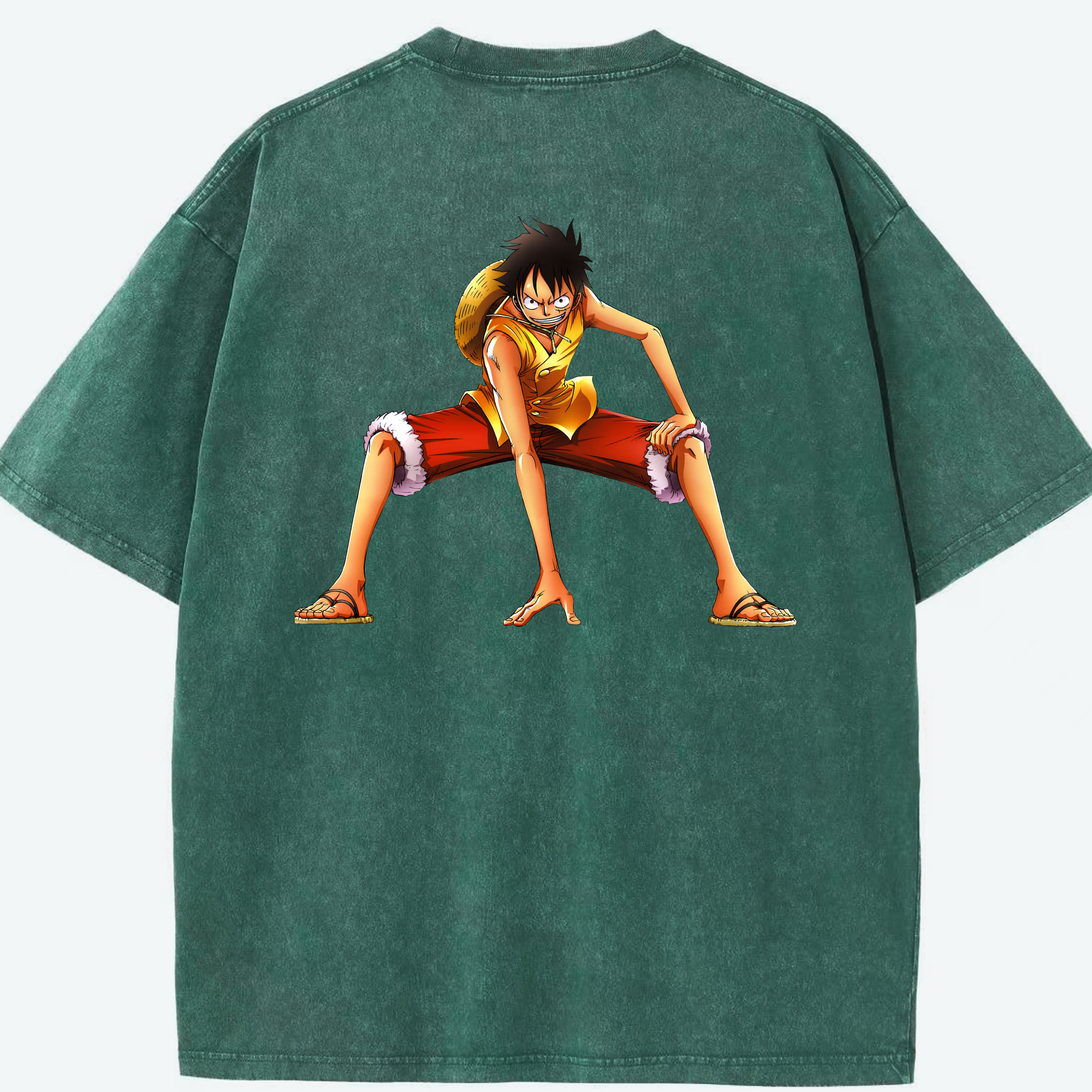 ワンピース モンキー・D・ルフィ ONE PIECE Monkey D. Luffy 綿100% ヴィンテージ風 半袖Tシャツ（背面プリント）